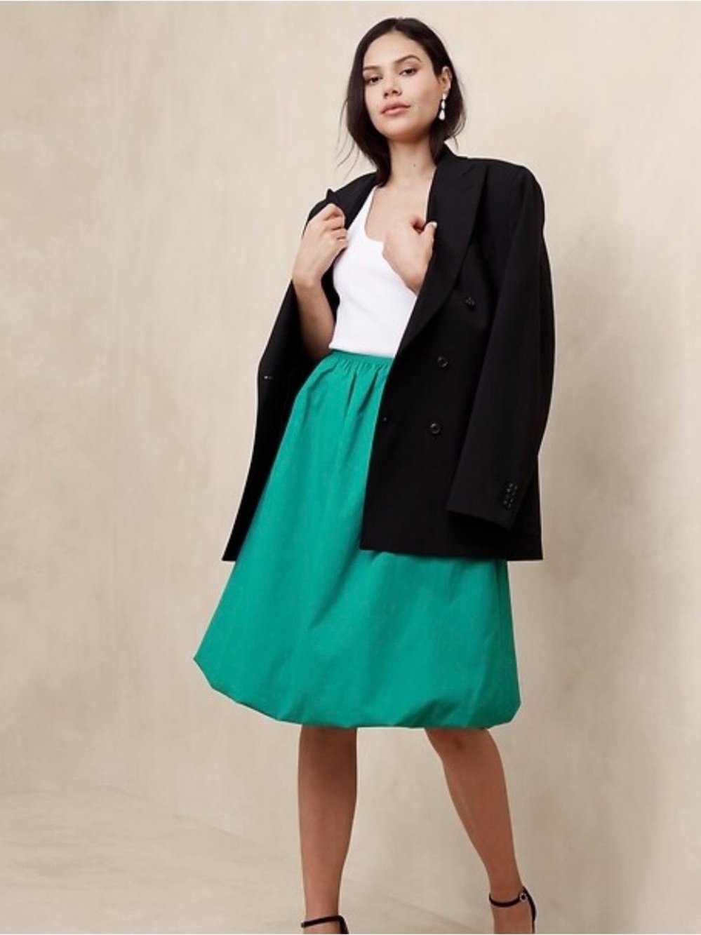Teal Banana Republic taffeta bubble hem skirt